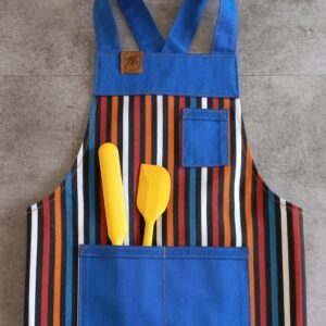 Avental Infantil Listrado Laranja/Vermelho/Azul G