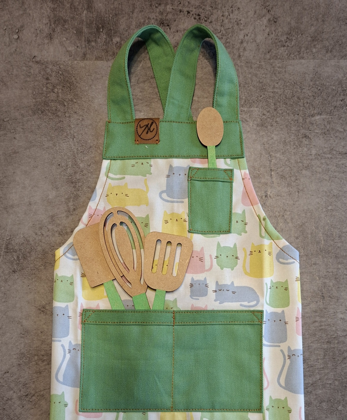 Avental Infantil Gatinhos/Verde P