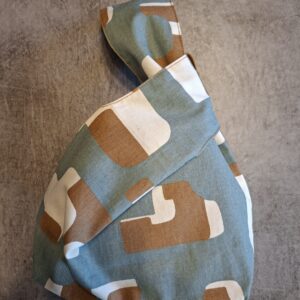 Knot Bag Dupla Face Geométrica Cinza/Caramelo