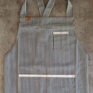 Avental Adulto Listrado Branco/Preto G