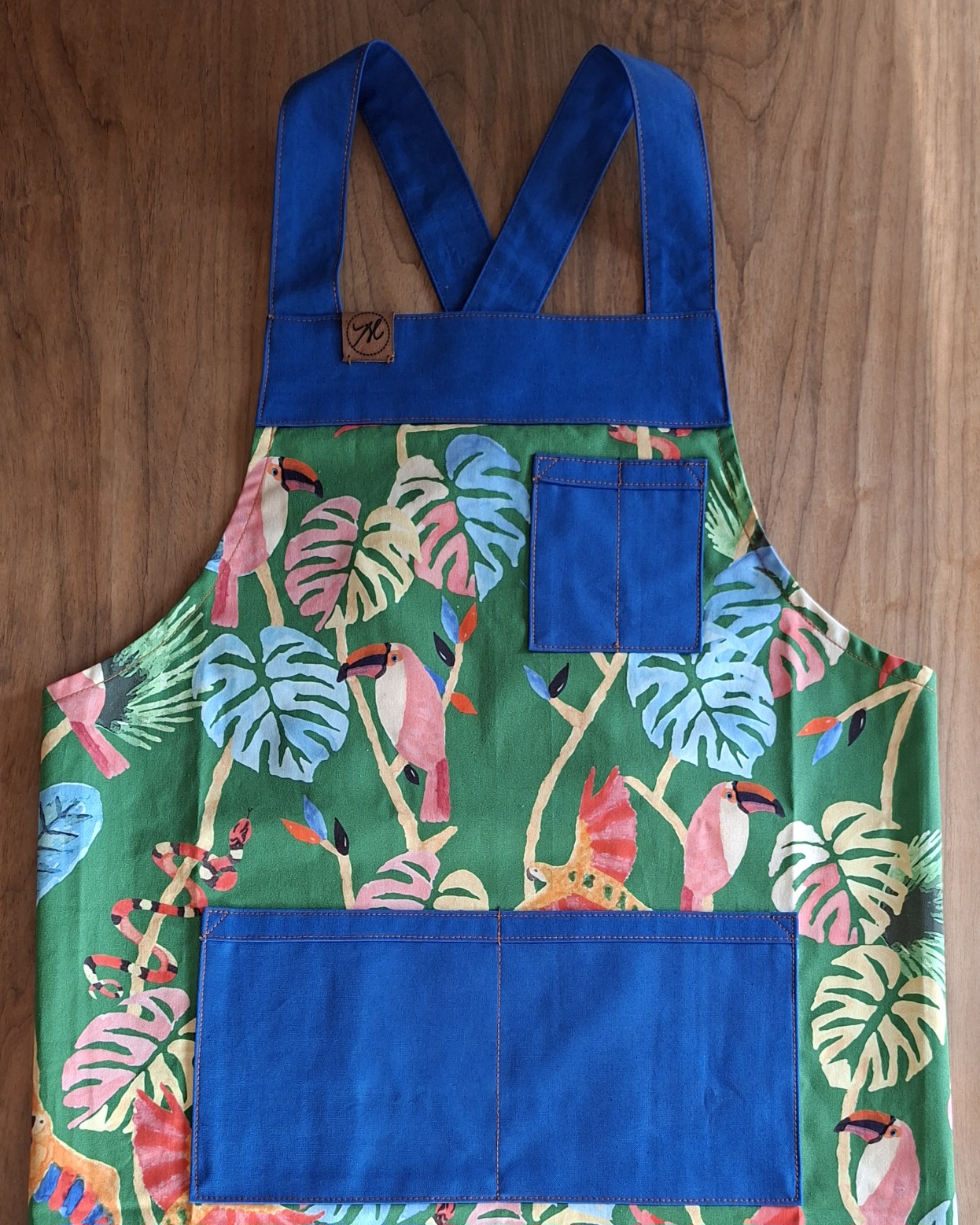 Avental AdultoTropical Verde/Azul M