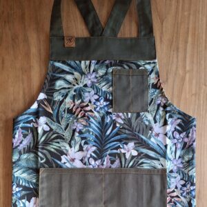 Avental Adulto Hibiscos Verde M